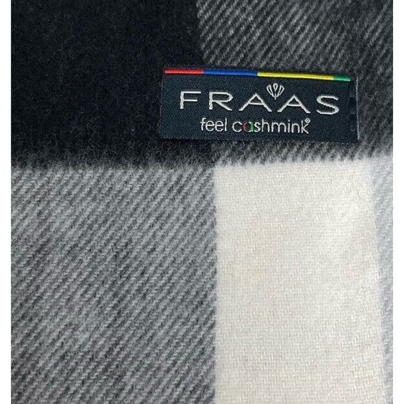 FRAAS CASHMINK Buffalo Check Fringe Scarf Preppy Casual Winter - Picture 9 of 10